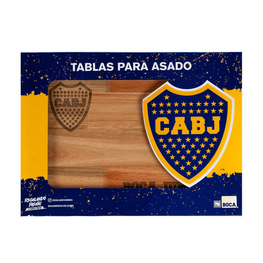Pampa Direct Medium BBQ Board with Laser Engraved Boca Juniors Crest - Eucalyptus by Regalando Pasión, 34 cm x 47 cm / 13.39" x 18.50"