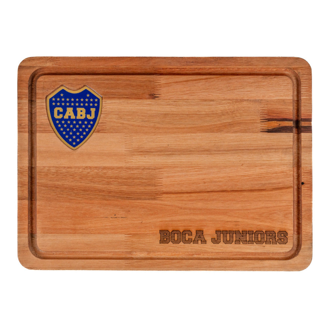 Pampa Direct Medium BBQ Board with Color Laser Engraved Boca Juniors Crest - Eucalyptus by Regalando Pasión, 34 cm x 47 cm / 13.39" x 18.50"