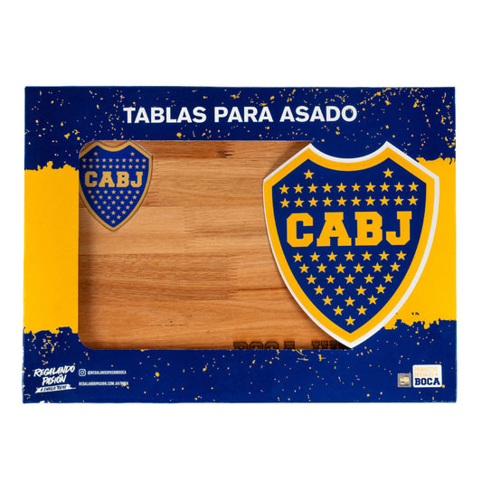 Pampa Direct Medium BBQ Board with Color Laser Engraved Boca Juniors Crest - Eucalyptus by Regalando Pasión, 34 cm x 47 cm / 13.39" x 18.50"