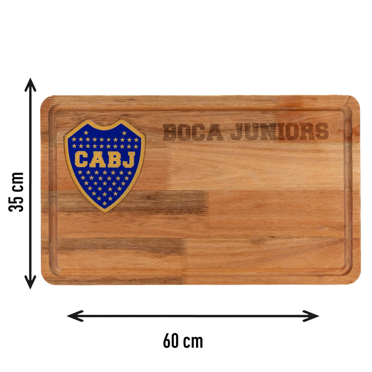 Pampa Direct Large BBQ Board with Laser Engraved Boca Juniors Crest - Eucalyptus by Regalando Pasión, 60 cm x 35 cm / 23.62" x 13.78"