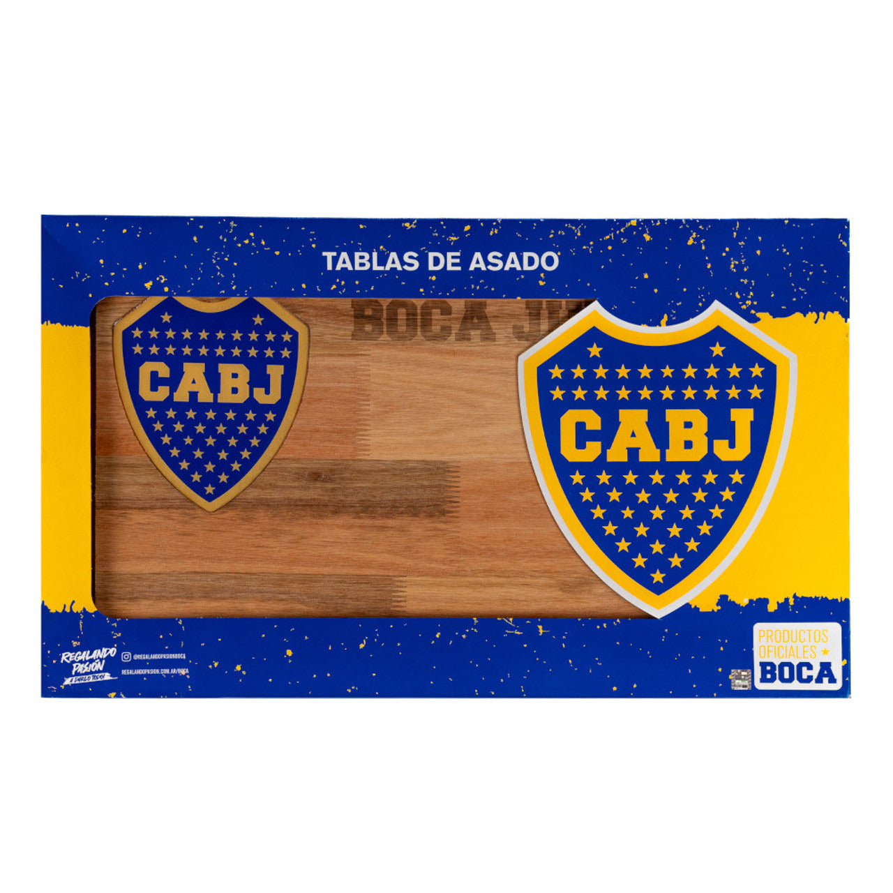 Pampa Direct Large BBQ Board with Laser Engraved Boca Juniors Crest - Eucalyptus by Regalando Pasión, 60 cm x 35 cm / 23.62" x 13.78"