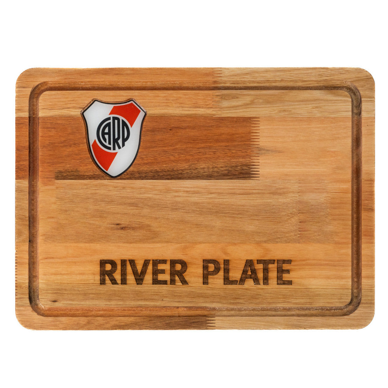 Pampa Direct Medium BBQ Board with Color Laser Engraved River Plate Crest - Eucalyptus by Regalando Pasión, 34 cm x 47 cm / 13.39" x 18.50"