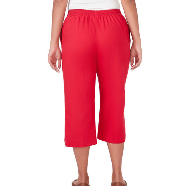 Alfred Dunner Women's Twill Capri With Pockets - RED