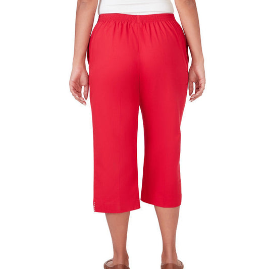 Alfred Dunner Women's Twill Capri With Pockets - RED