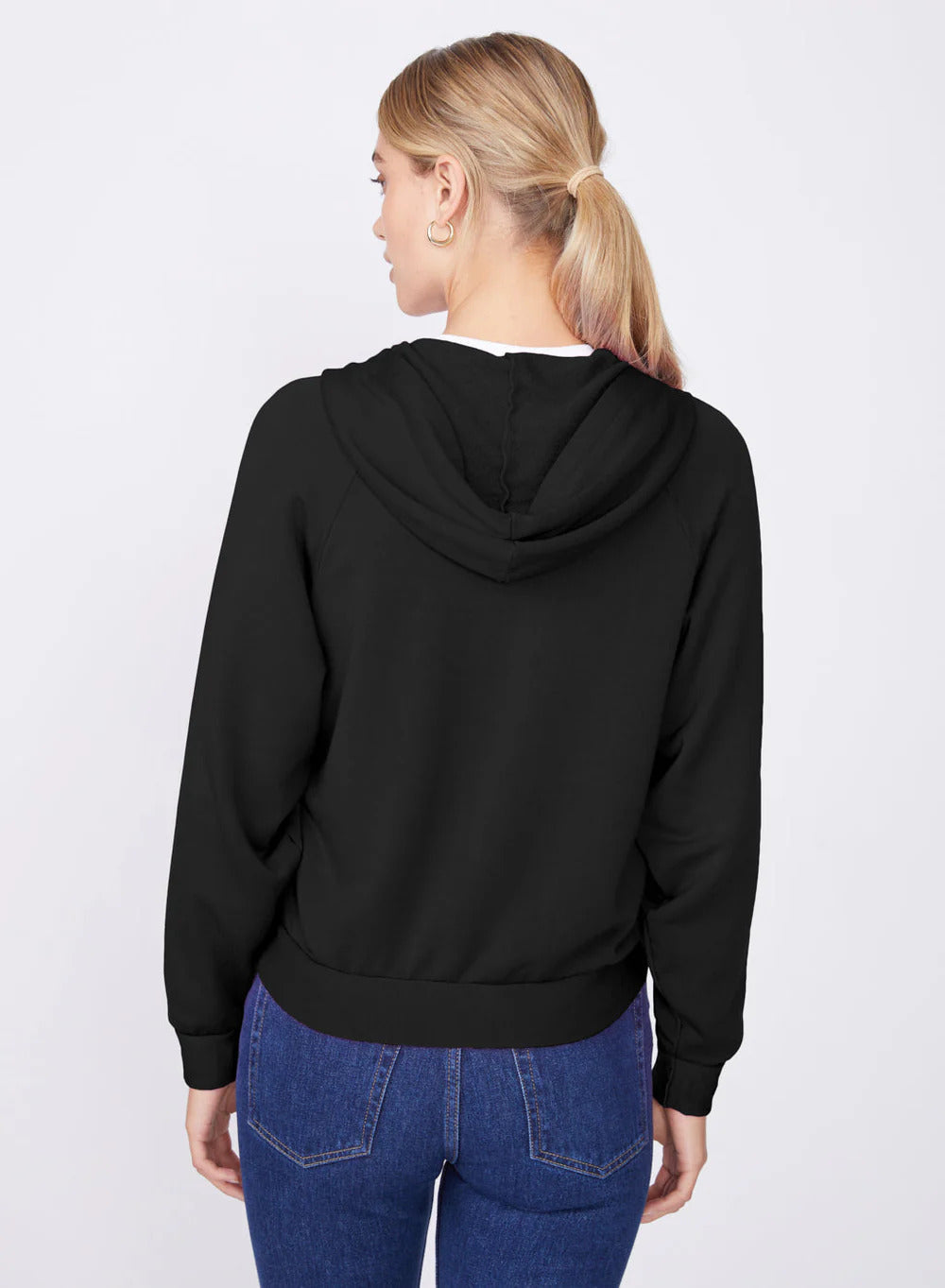 BAILEY/44 Women's Stateside Softest Fleece Cropped Zip-Up Hoodie in Black