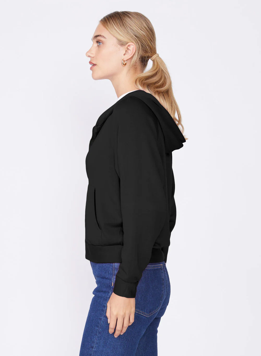 BAILEY/44 Women's Stateside Softest Fleece Cropped Zip-Up Hoodie in Black