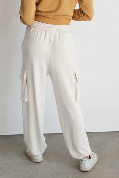 BAILEY/44 Women's Stateside Softest Fleece Cargo Jogger in Cream