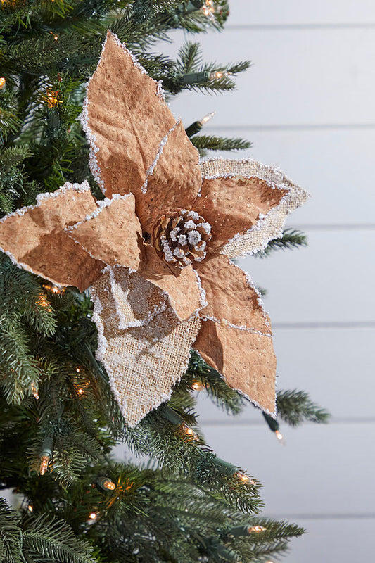 Decorator's Warehouse 22” x 14” Cork Burlap Poinsettia Stem