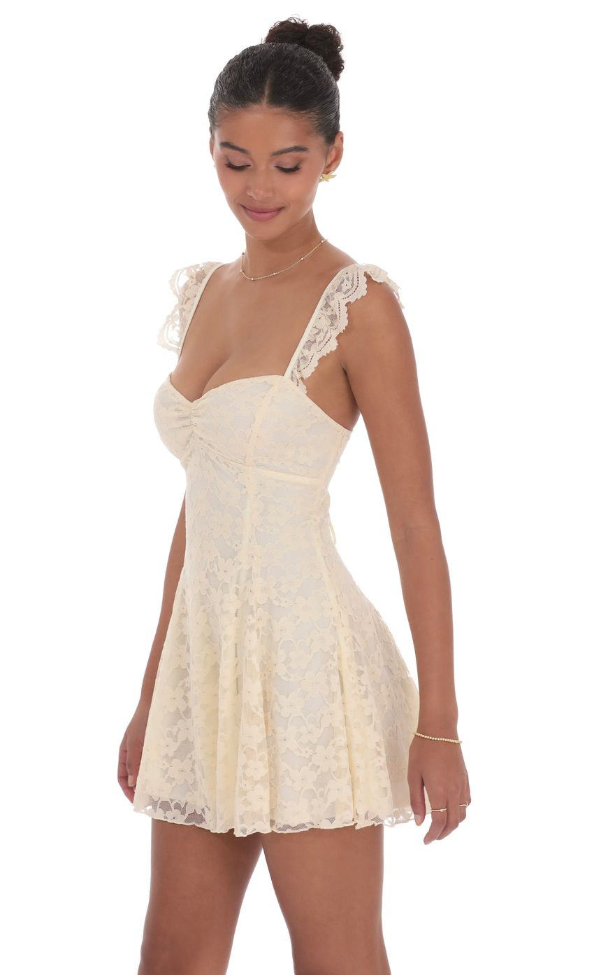 Lucy In The Sky Lace Fit and Flare Dress in Cream