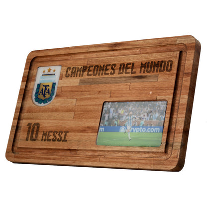 Pampa Direct Large BBQ Board with Laser Engraved World Champions 10 Messi - Eucalyptus by Regalando Pasión, 60 cm x 35 cm / 23.62" x 13.78"