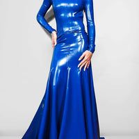 Ursime High Neck PU Leather Long Sleeve Maxi Dress