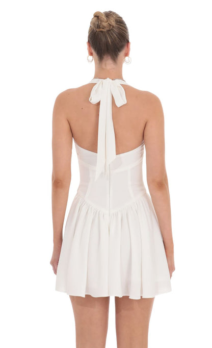 Lucy In The Sky Halter A-line Dress in Ivory