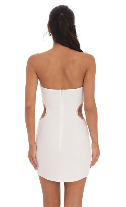 Lucy In The Sky Pearl Cutout Strapless Dress in White