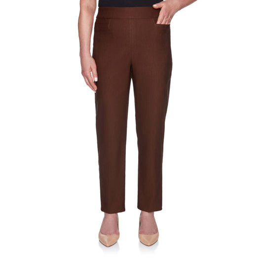 Alfred Dunner Women's Classics Allure Stretch Short Length Pant - BROWN