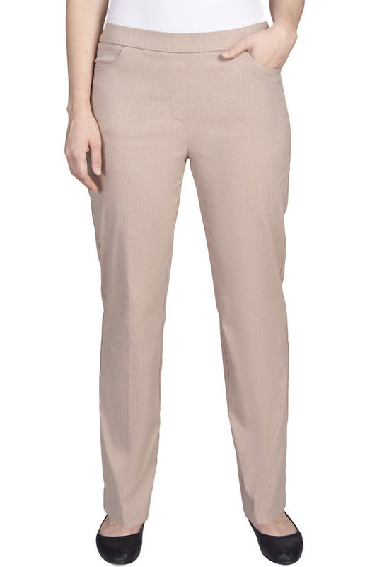 Alfred Dunner Women's Classics Allure Stretch Average Length Pant - TAN