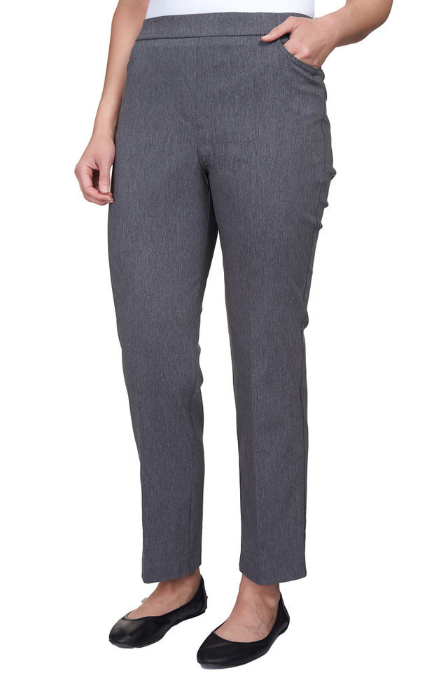 Alfred Dunner Women's Classics Allure Stretch Average Length Pant - GREY