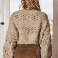 Cupshe x JoJo Camel Fuzzy Cutout Knit Sweater