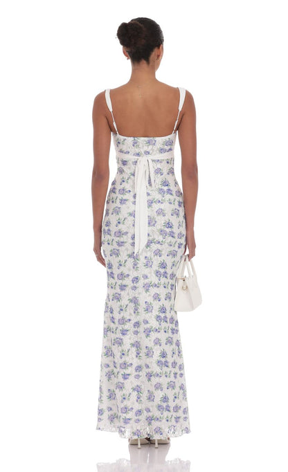 Lucy In The Sky Floral Lace Maxi Dress in White