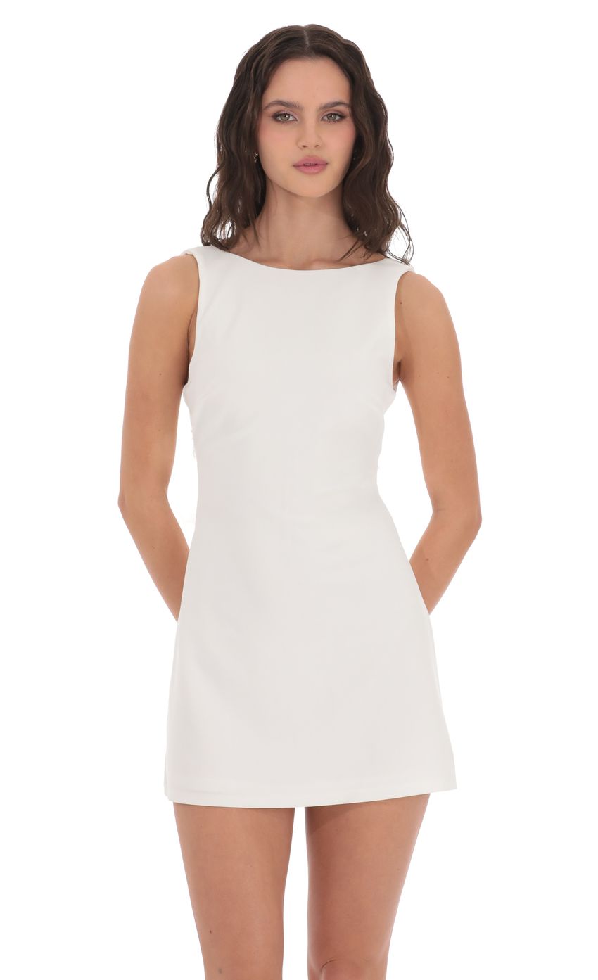 Lucy In The Sky High Neck Back Bow Dress in White