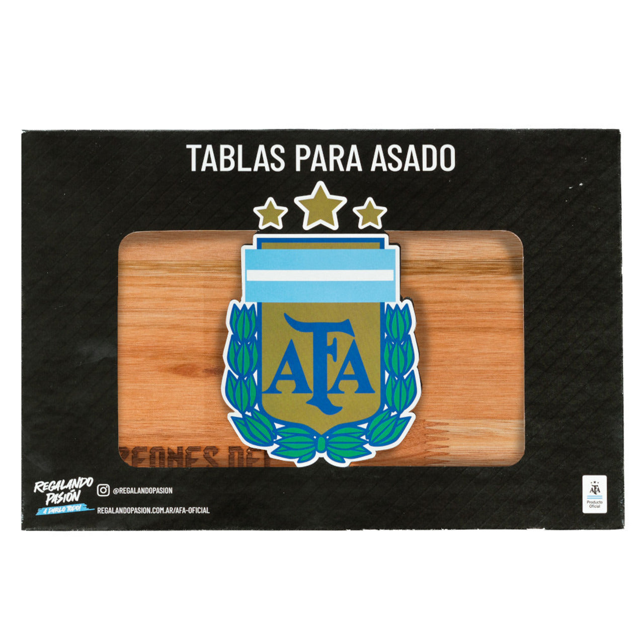 Pampa Direct AFA Plate Board Laser Engraved with 3-Star World Champions Crest - Eucalyptus by Regalando Pasión, 20 cm x 30 cm / 7.87" x 11.81"