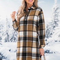 Cupshe Plaid Long Sleeve Mini Shirt Dress(x2)