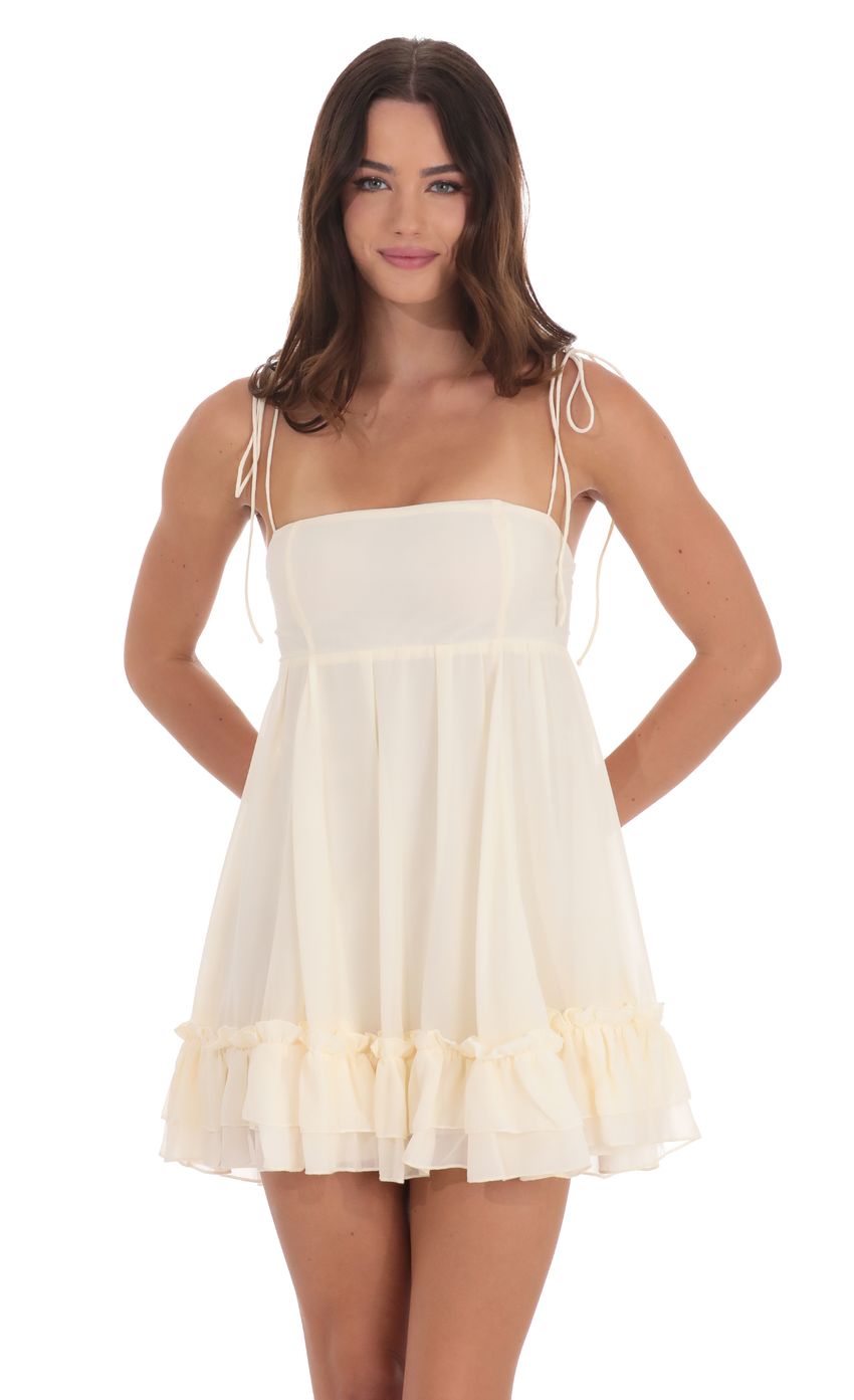 Lucy In The Sky Chiffon Babydoll Dress in Cream