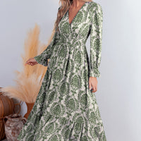 Cupshe Damask Blouson Sleeve Ruffle Cuff Maxi Dress