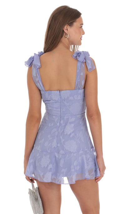 Lucy In The Sky Textured Floral A-line Dress in Periwinkle