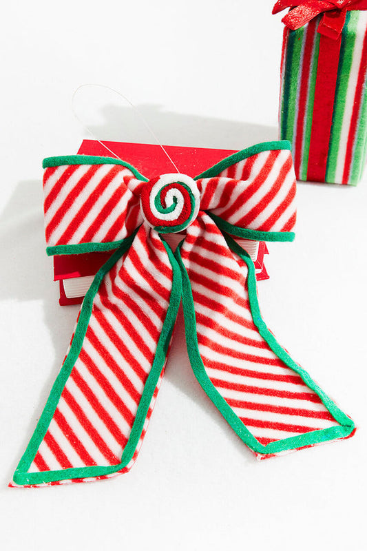Decorator's Warehouse 11” x 9” Stripe Bow Ornament