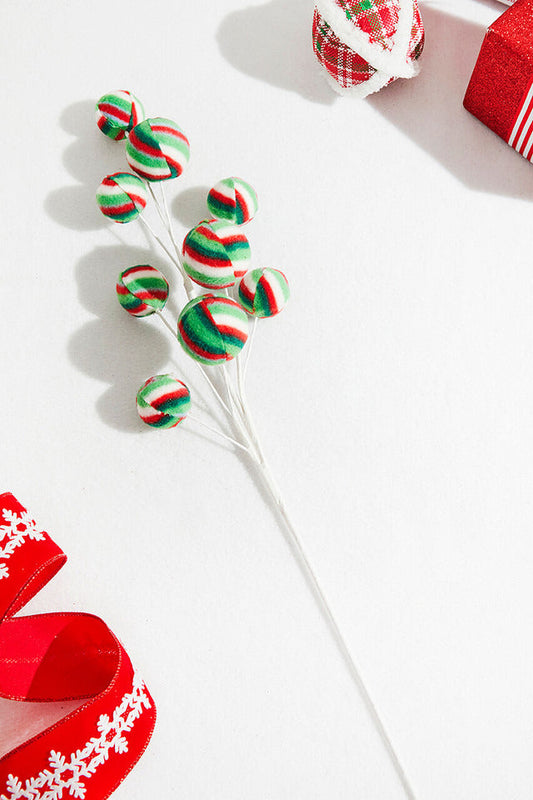 Decorator's Warehouse 25” Stripe Ball Ornament Spray - Red/Green/White
