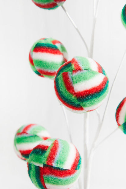 Decorator's Warehouse 25” Stripe Ball Ornament Spray - Red/Green/White
