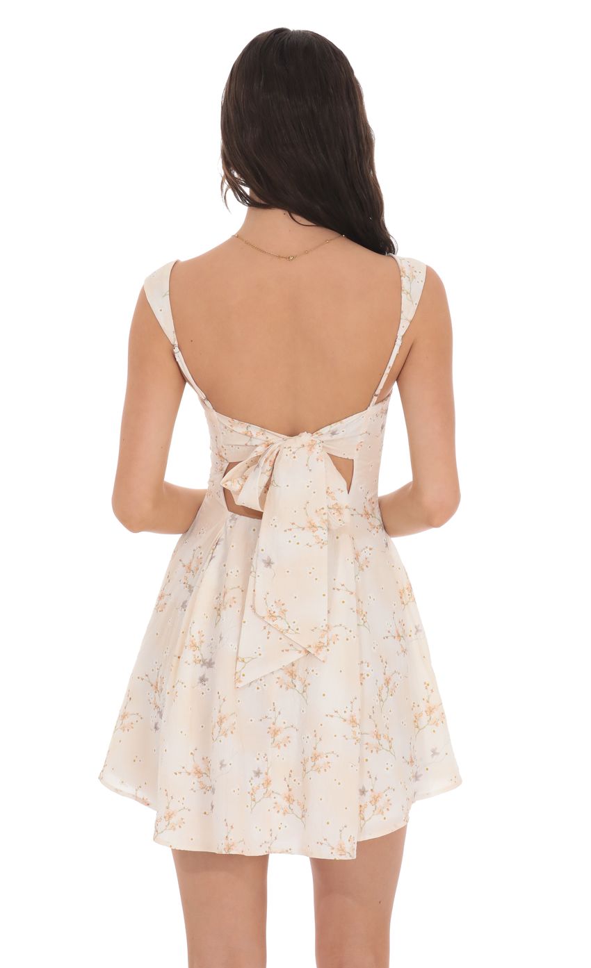 Lucy In The Sky Floral Fit and Flare Dress in Cream Swirl