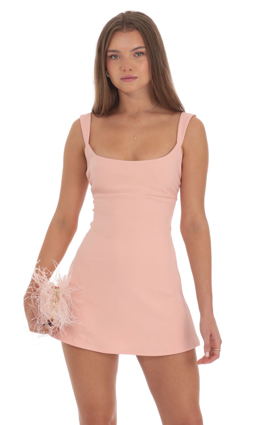 Lucy In The Sky Wide Strap Flare Dress in Dusty Pink