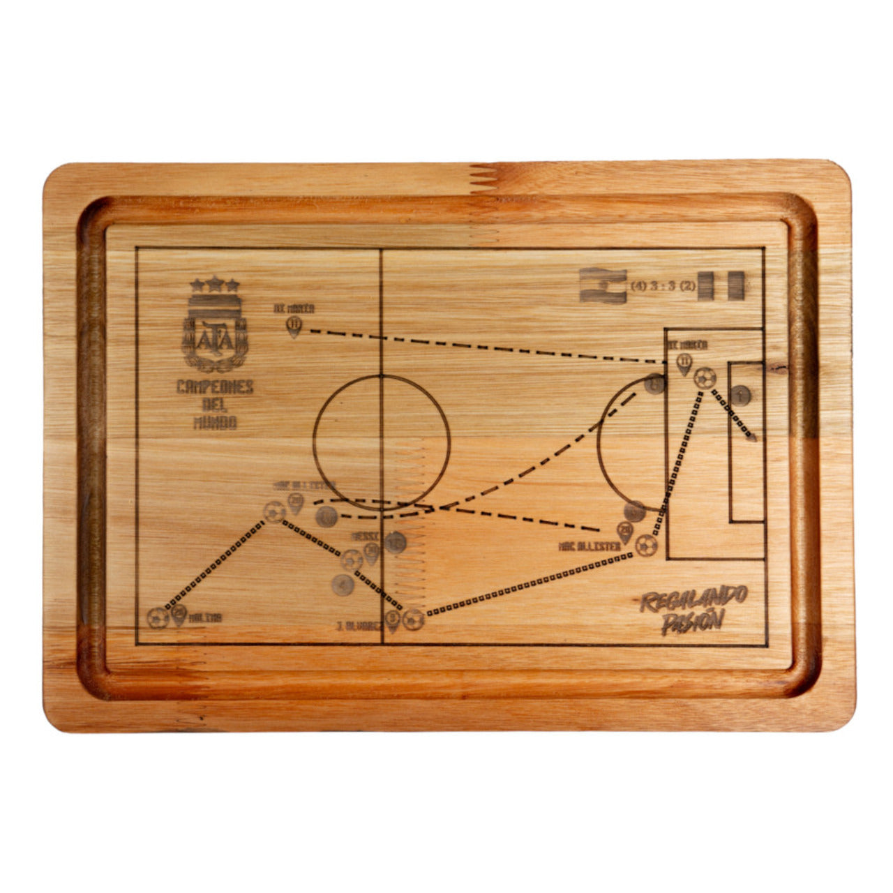 Pampa Direct Tabla Plato Small BBQ Board with Di María Goal Laser Engraving - Eucalyptus Wood by Regalando Pasión, 25 cm x 35 cm / 9.84" x 13.77"