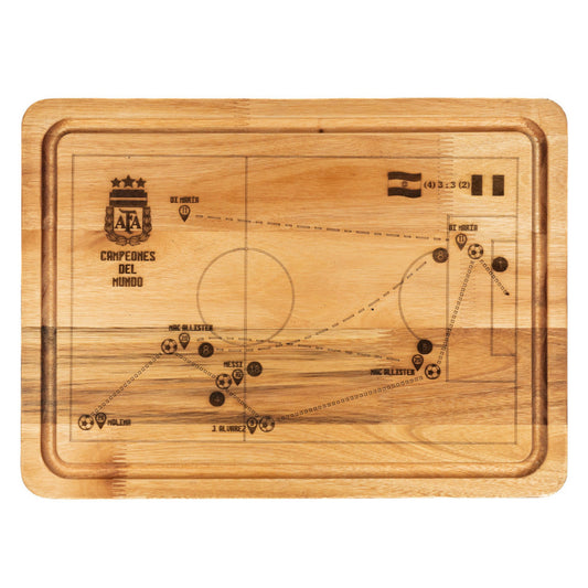 Pampa Direct Medium BBQ Board with Laser Engraved AFA Gol Di María - Eucalyptus by Regalando Pasión, 34 cm x 47 cm / 13.39" x 18.50"