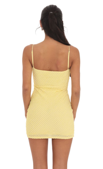 Lucy In The Sky Mini Ruffles Bodycon Dress in Yellow