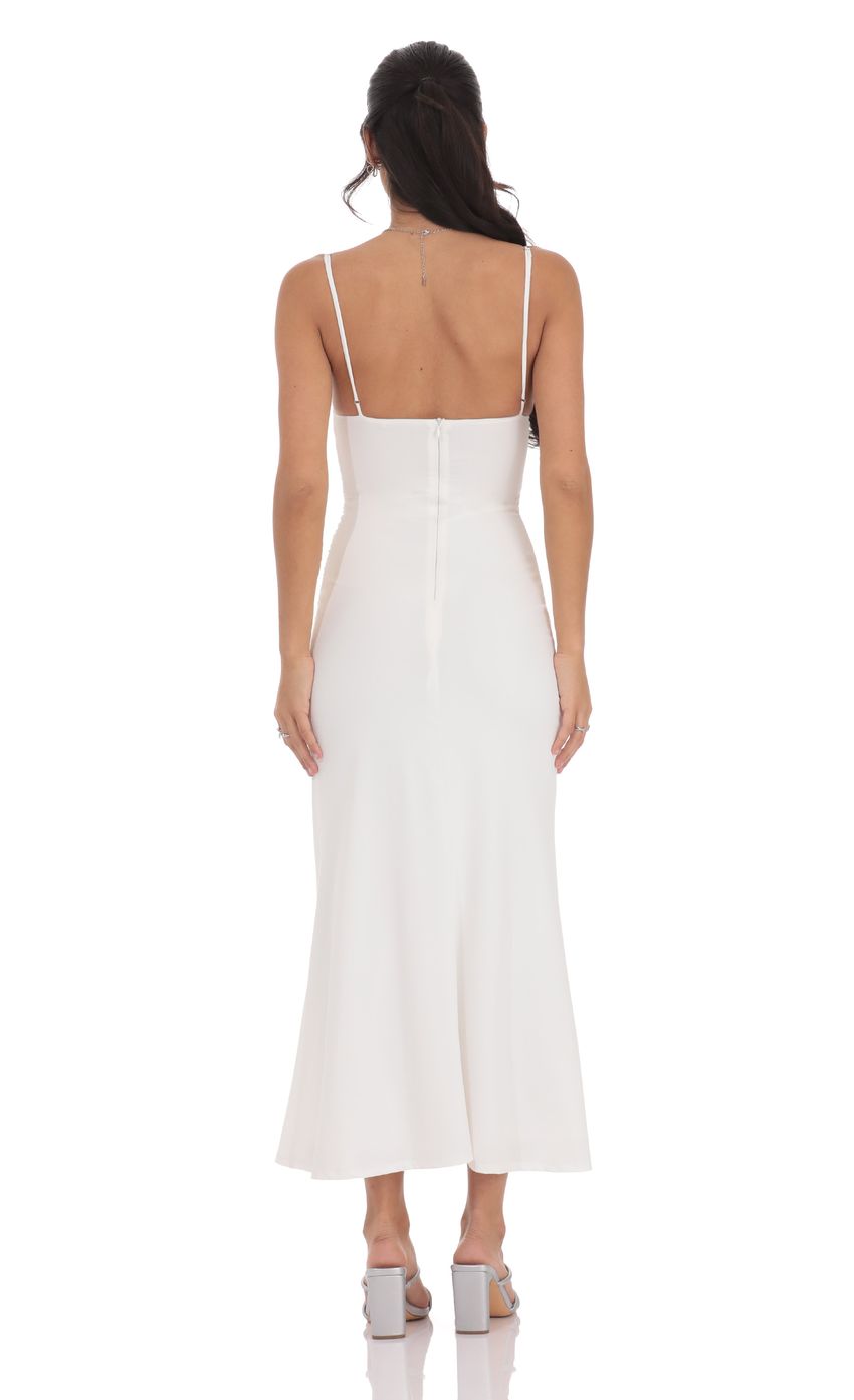 Lucy In The Sky Ruched Cowl Neck Maxi Dress in White