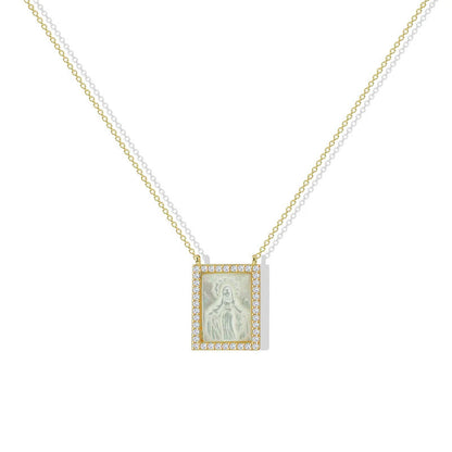 ARGENTO VIVO THE MOTHER OF PEARL VIRGIN MARY SQUARE PENDANT