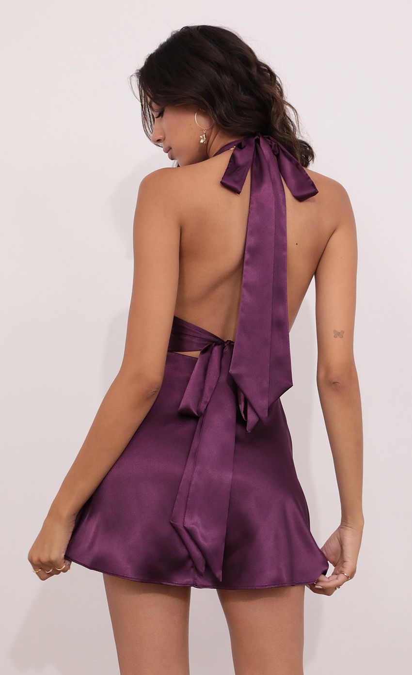 Lucy In The Sky Satin Dress in Purple