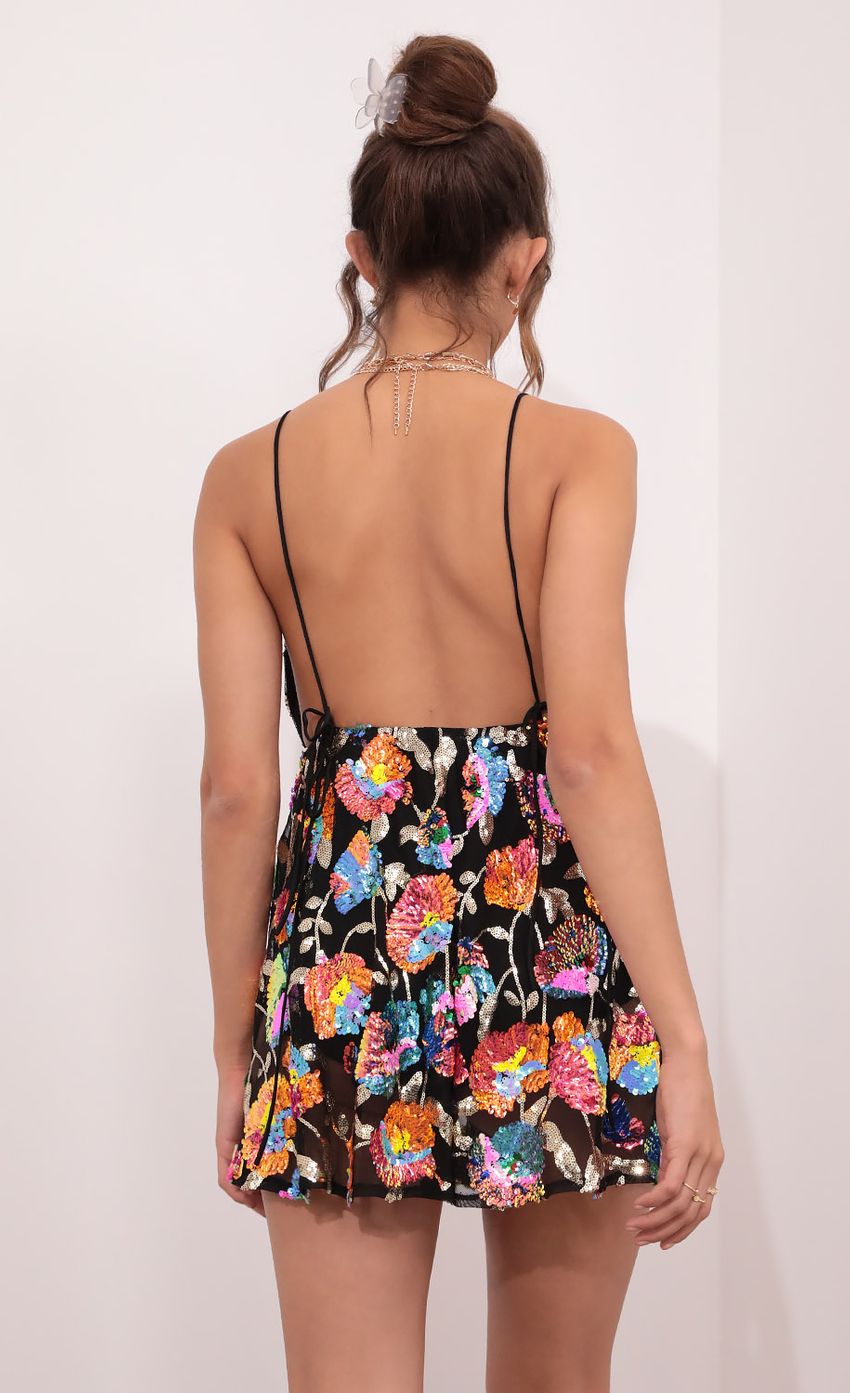 Lucy in the Sky Sequin Dress In Black Multicolor