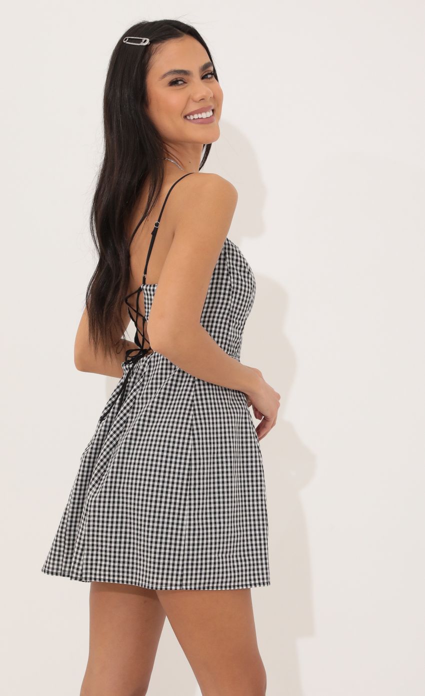 Lucy in the Sky A-line dress in Black and White Checkered