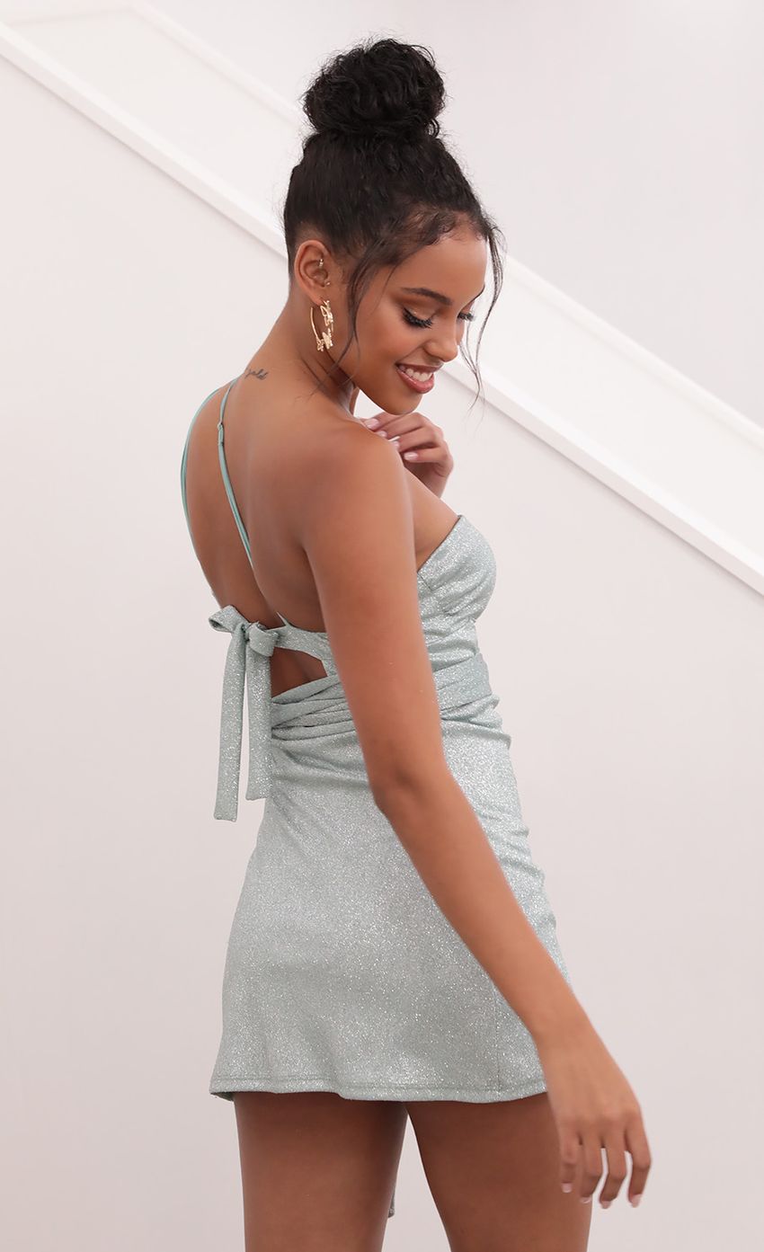 Lucy In The Sky One Shoulder Dress in Sparkling Aqua