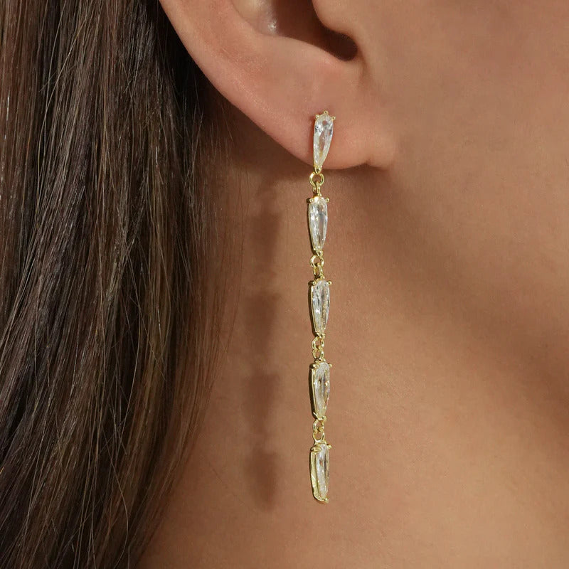 ARGENTO VIVO THE PEAR CZ LINEAR EARRING