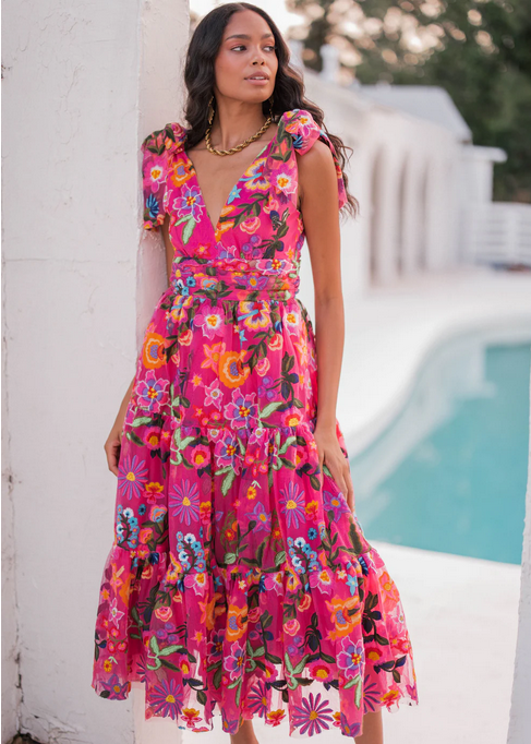 JessaKae Hibiscus Dress - Fuchsia Floral