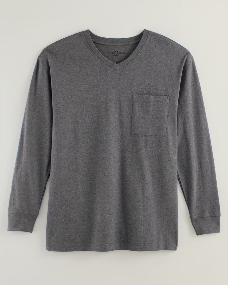 BLAIR John Blair Everyday Jersey Knit Long-Sleeve Pocket V-Neck Tee Top 2