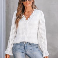 Cupshe White Lace Poet Sleeve Blouse (x2)