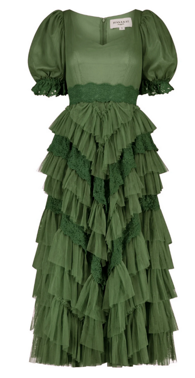 JessaKae Thumbelina Dress - Green Lace