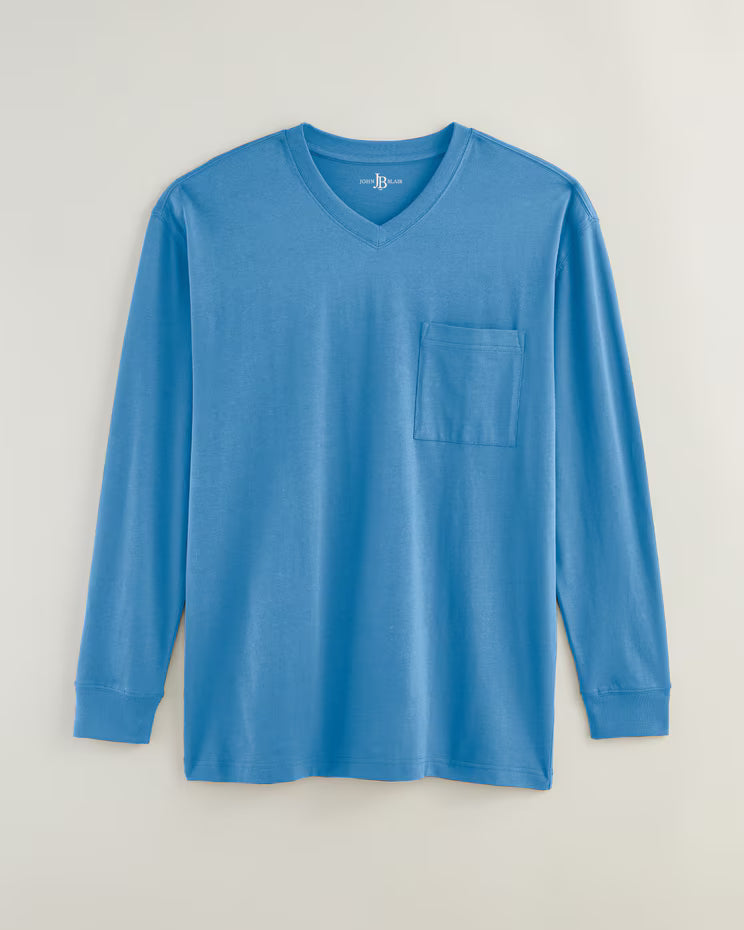 BLAIR John Blair Everyday Jersey Knit Long-Sleeve Pocket V-Neck Tee