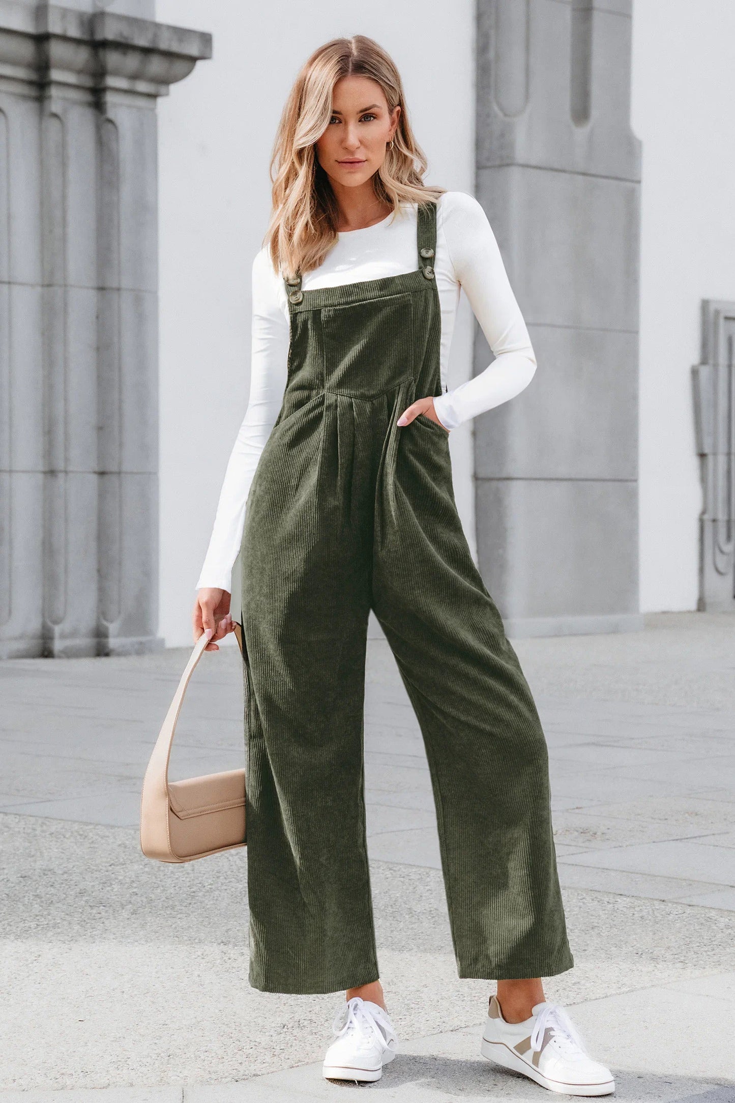 Cupshe Corduroy Square Neck Jumpsuit