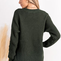 Cupshe Green Round Neck Long Sleeve Knit Sweater